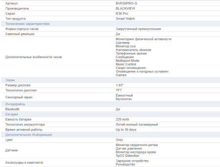 Умные часы Blackview R30 Pro Grey, арт. BVR30PRO-G